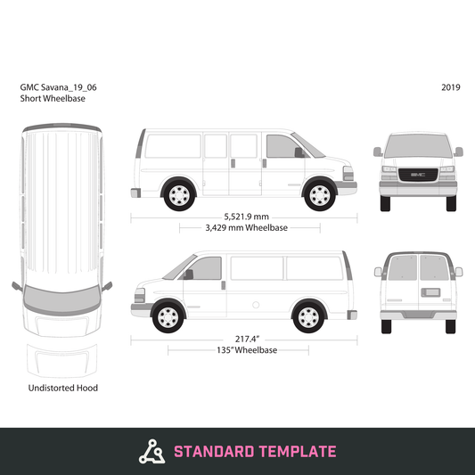 2019 GMC Savana vector wrap template V06, Design-Ready PDF - GravBase