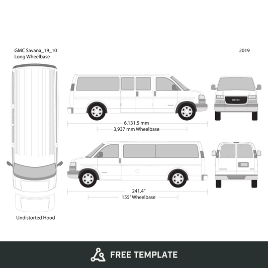 2019 GMC Savana free vector vehicle wrap template - GravBase