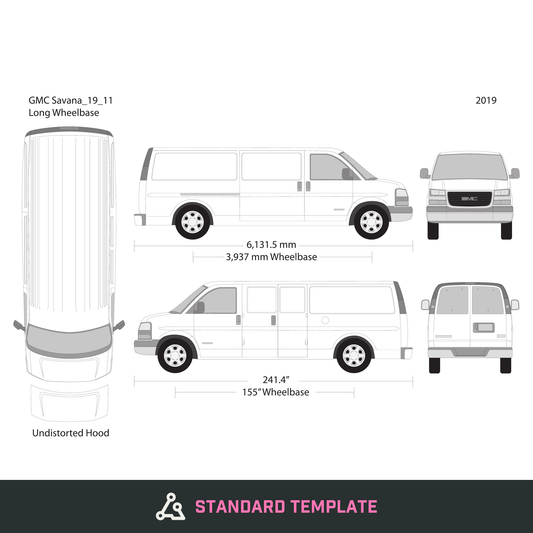 2019 GMC Savana vector wrap template V11, Design-Ready PDF - GravBase