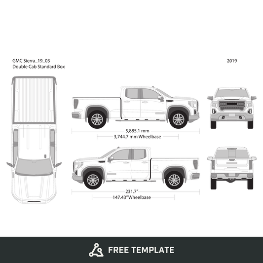 2019 GMC Sierra 1500 free vector vehicle wrap template - GravBase