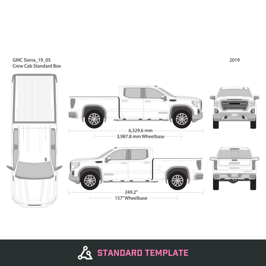 2019 GMC Sierra 1500 vector wrap template V05, Design-Ready PDF - GravBase