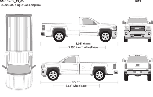 2019 GMC Sierra 2500-3500 HD vector wrap template V06, Design-Ready PDF - GravBase