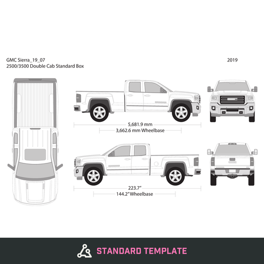 2019 GMC Sierra 2500-3500 HD vector wrap template V07, Design-Ready PDF - GravBase