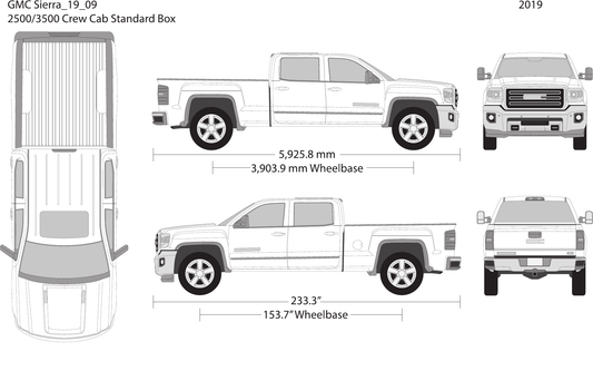 2019 GMC Sierra 2500-3500 HD vector wrap template V09, Design-Ready PDF - GravBase
