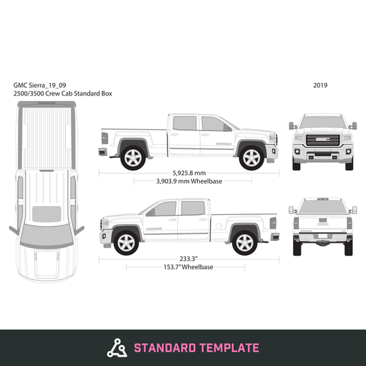 2019 GMC Sierra 2500-3500 HD vector wrap template V09, Design-Ready PDF - GravBase