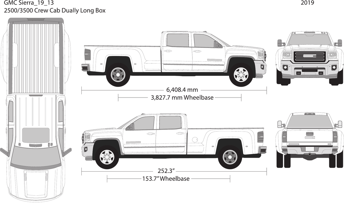 2019 GMC Sierra 2500-3500 HD Vector Wrap Template - GravBase