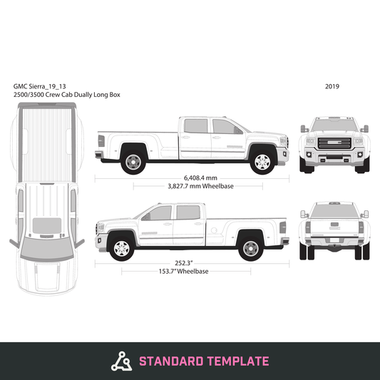 2019 GMC Sierra 2500-3500 HD vector wrap template V13, Design-Ready PDF - GravBase