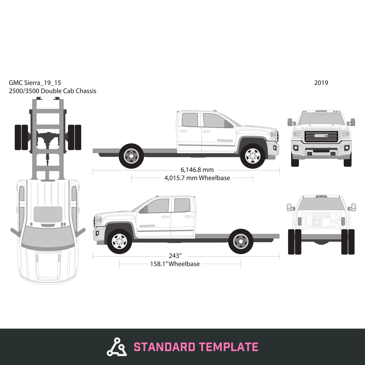 2019 GMC Sierra 2500-3500 HD vector wrap template V15, Design-Ready PDF - GravBase