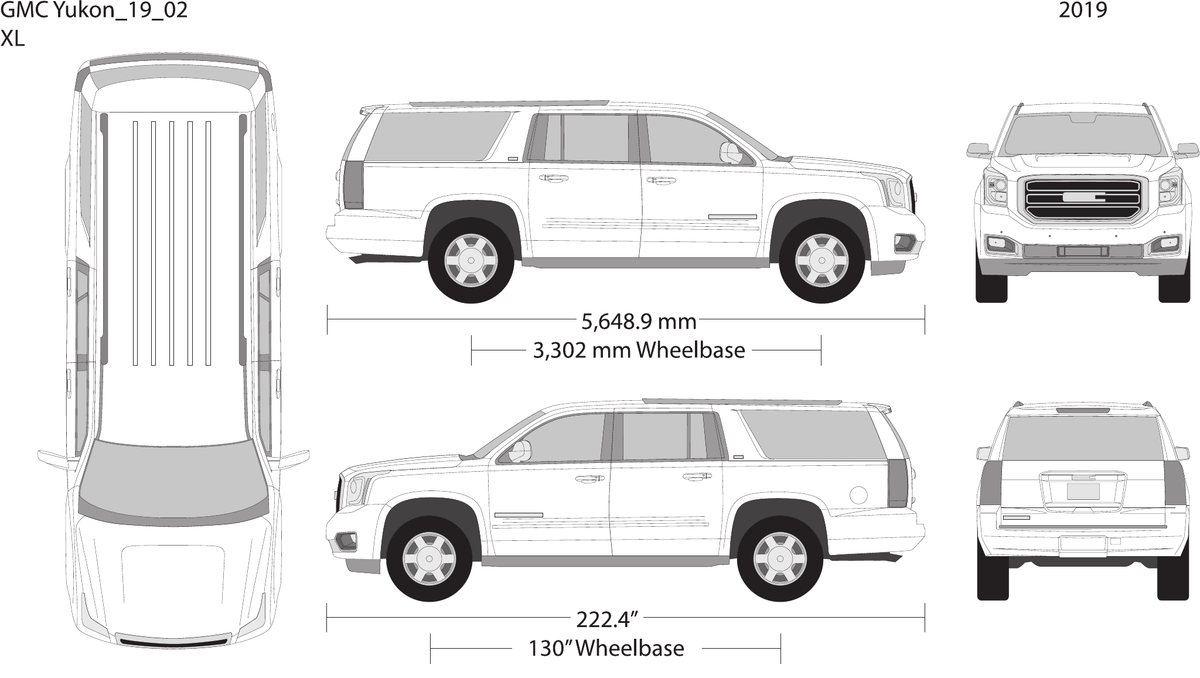 2019 GMC Yukon Vector Wrap Template - GravBase