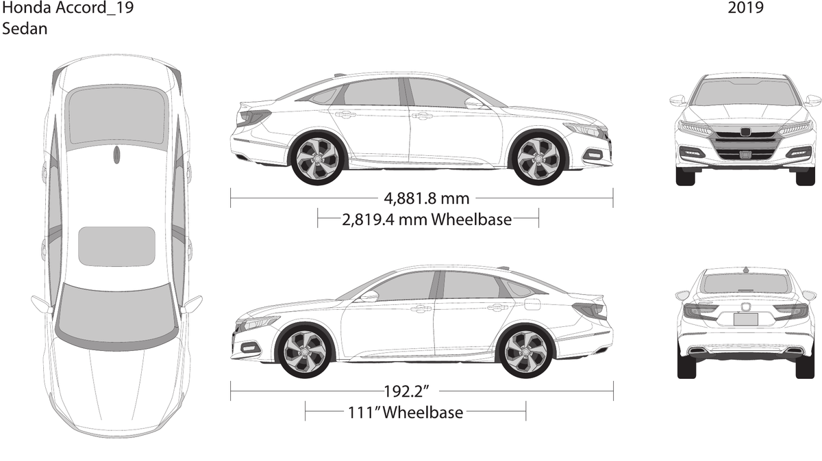 2019 Honda Accord Sedan vector wrap template, Design-Ready PDF - GravBase