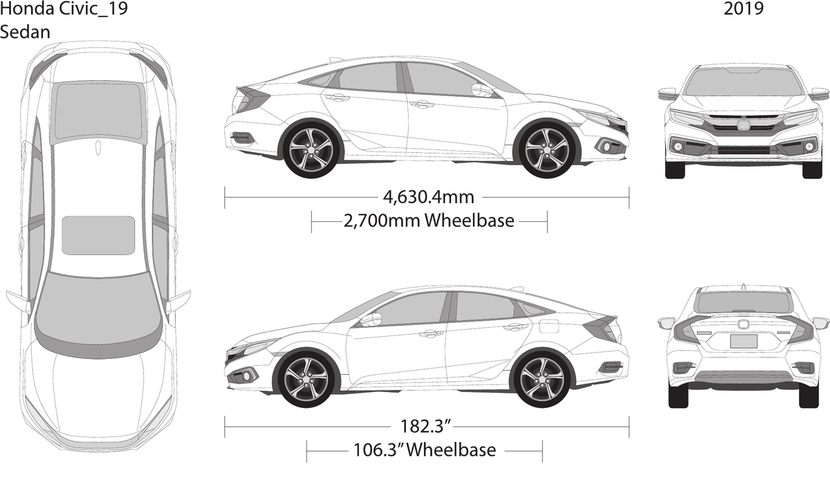 2019 Honda Civic Sedan Vector Wrap Template - GravBase