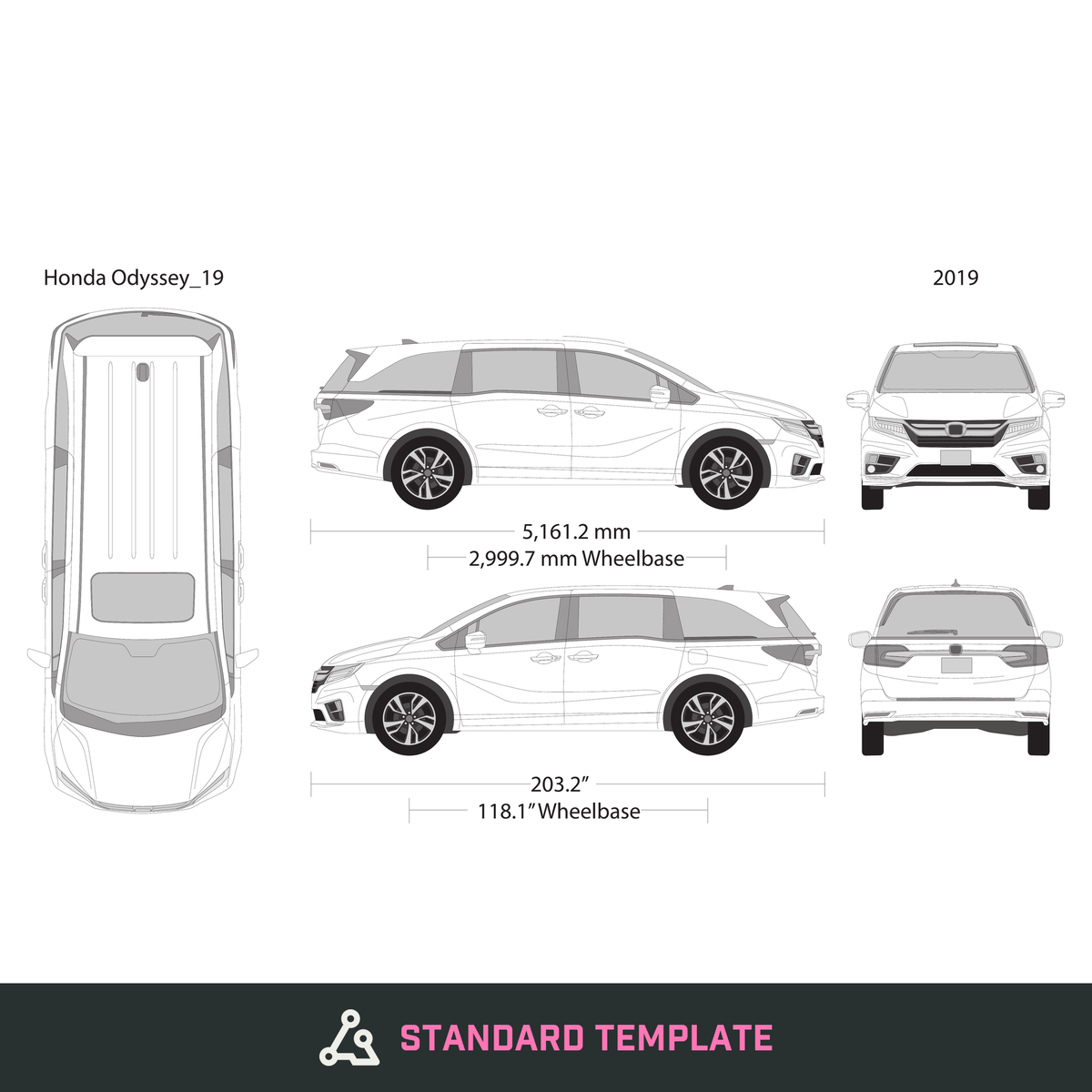 2019 Honda Odyssey vector wrap template, Design-Ready PDF - GravBase