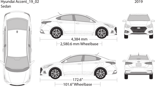 2019 Hyundai Accent Sedan vector wrap template, Design-Ready PDF - GravBase