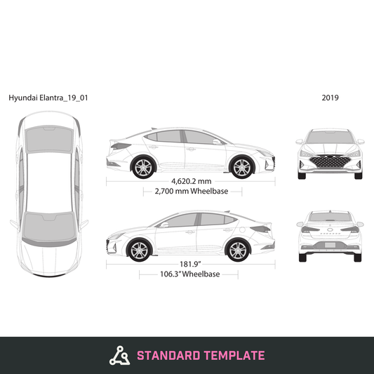 2019 Hyundai Elantra vector wrap template, Design-Ready PDF - GravBase