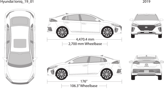 2019 Hyundai Ioniq vector wrap template, Design-Ready PDF - GravBase