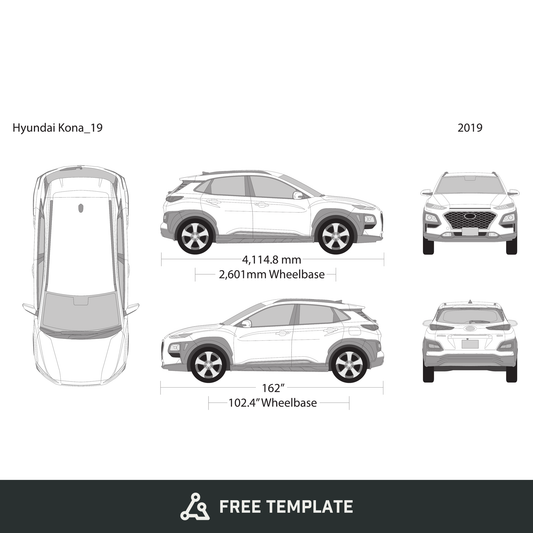 2019 Hyundai Kona free vector vehicle wrap template - GravBase