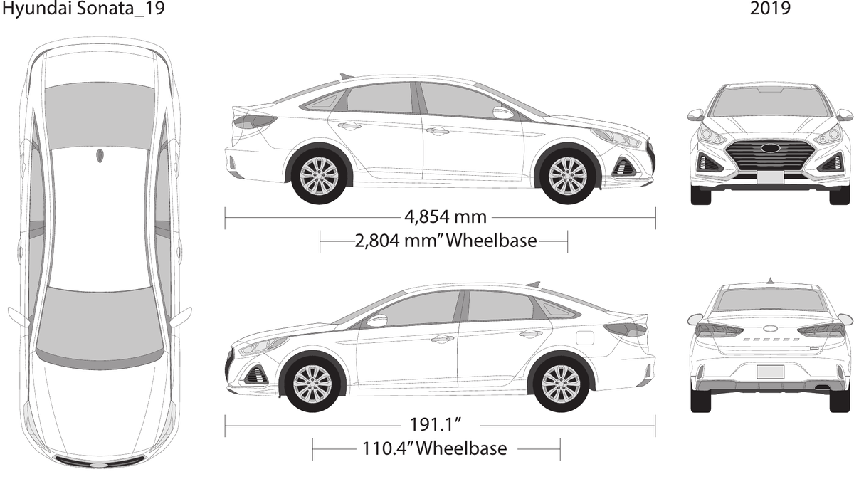 2019 Hyundai Sonata vector wrap template, Design-Ready PDF - GravBase