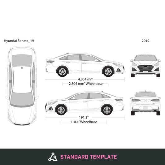 2019 Hyundai Sonata vector wrap template, Design-Ready PDF - GravBase