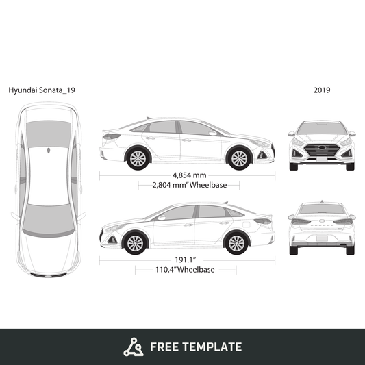 2019 Hyundai Sonata free vector vehicle wrap template - GravBase