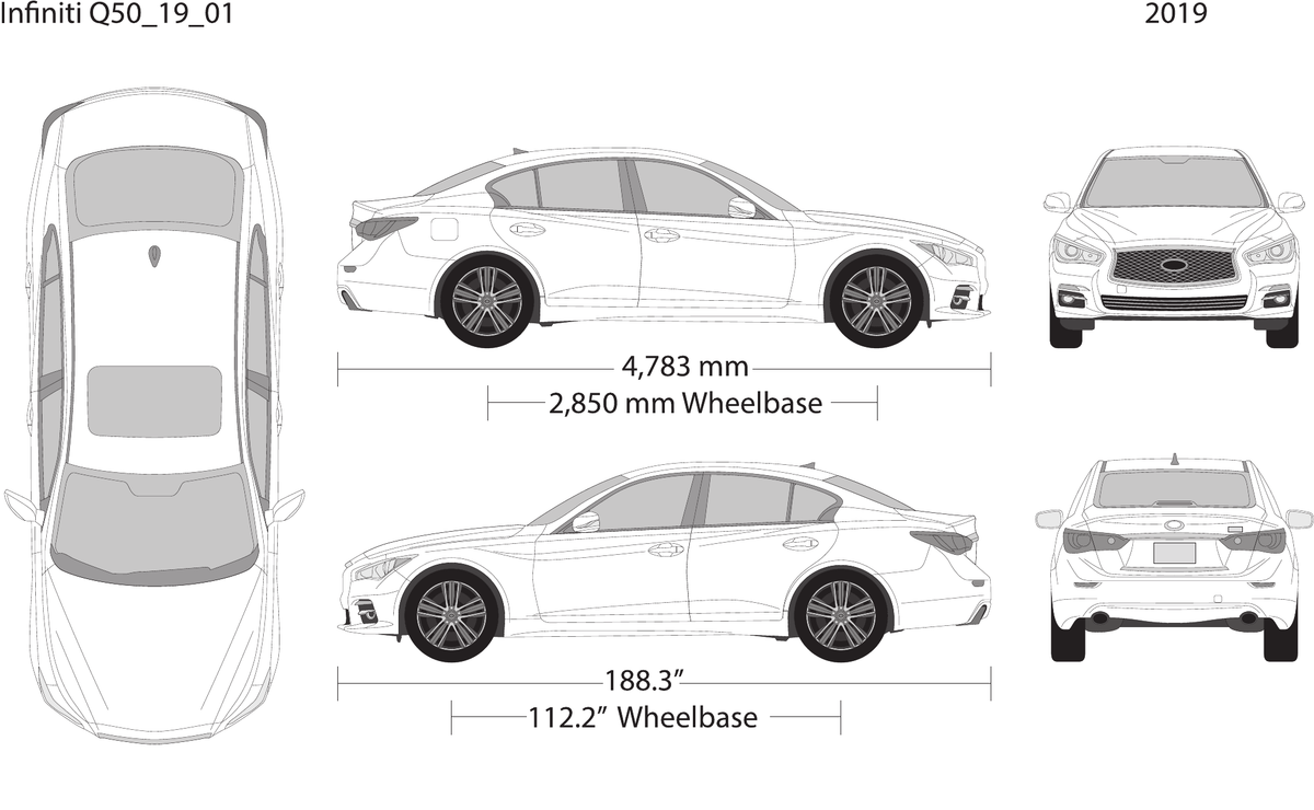 2019 Infiniti Q50 vector wrap template, Design-Ready PDF - GravBase