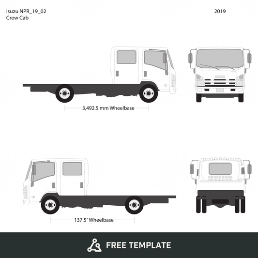 2019 Isuzu NPR free vector vehicle wrap template - GravBase