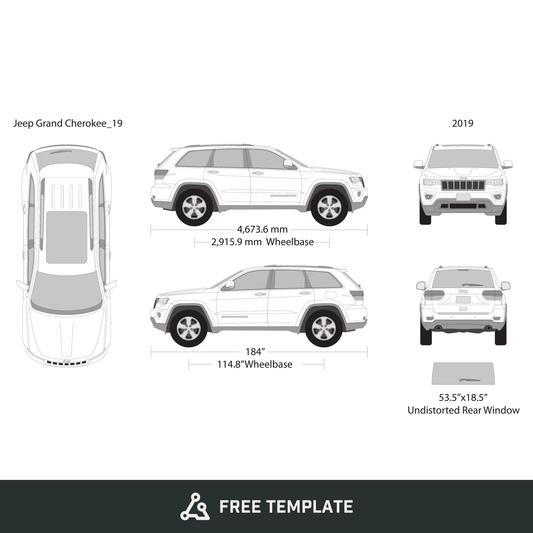 2019 Jeep Grand Cherokee free vector vehicle wrap template - GravBase