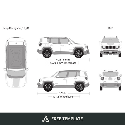 2019 Jeep Renegade free vector vehicle wrap template - GravBase