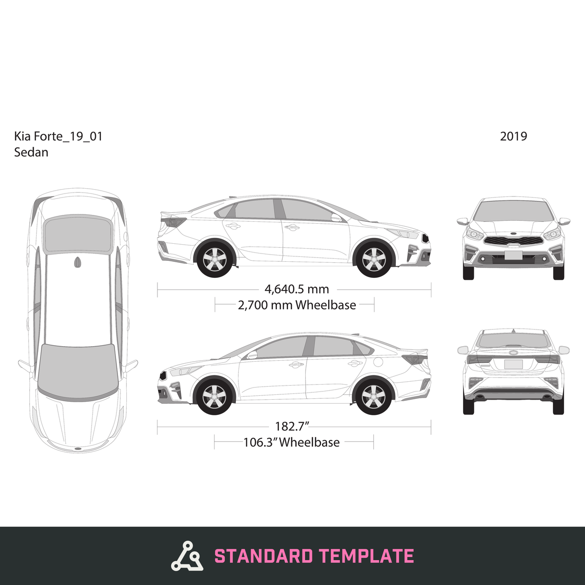 2019 Kia Forte vector wrap template, Design-Ready PDF - GravBase