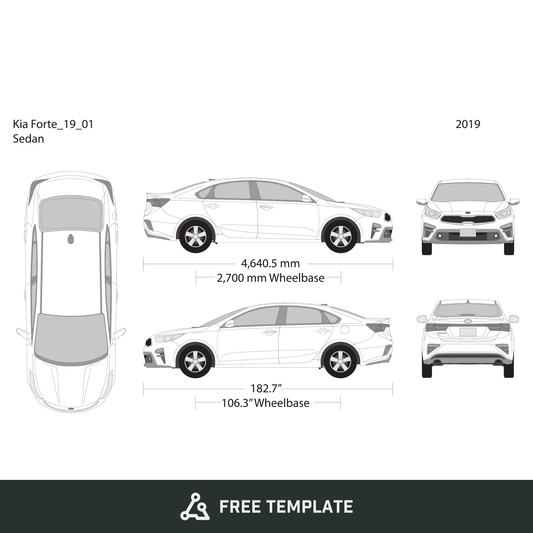 2019 Kia Forte free vector vehicle wrap template - GravBase