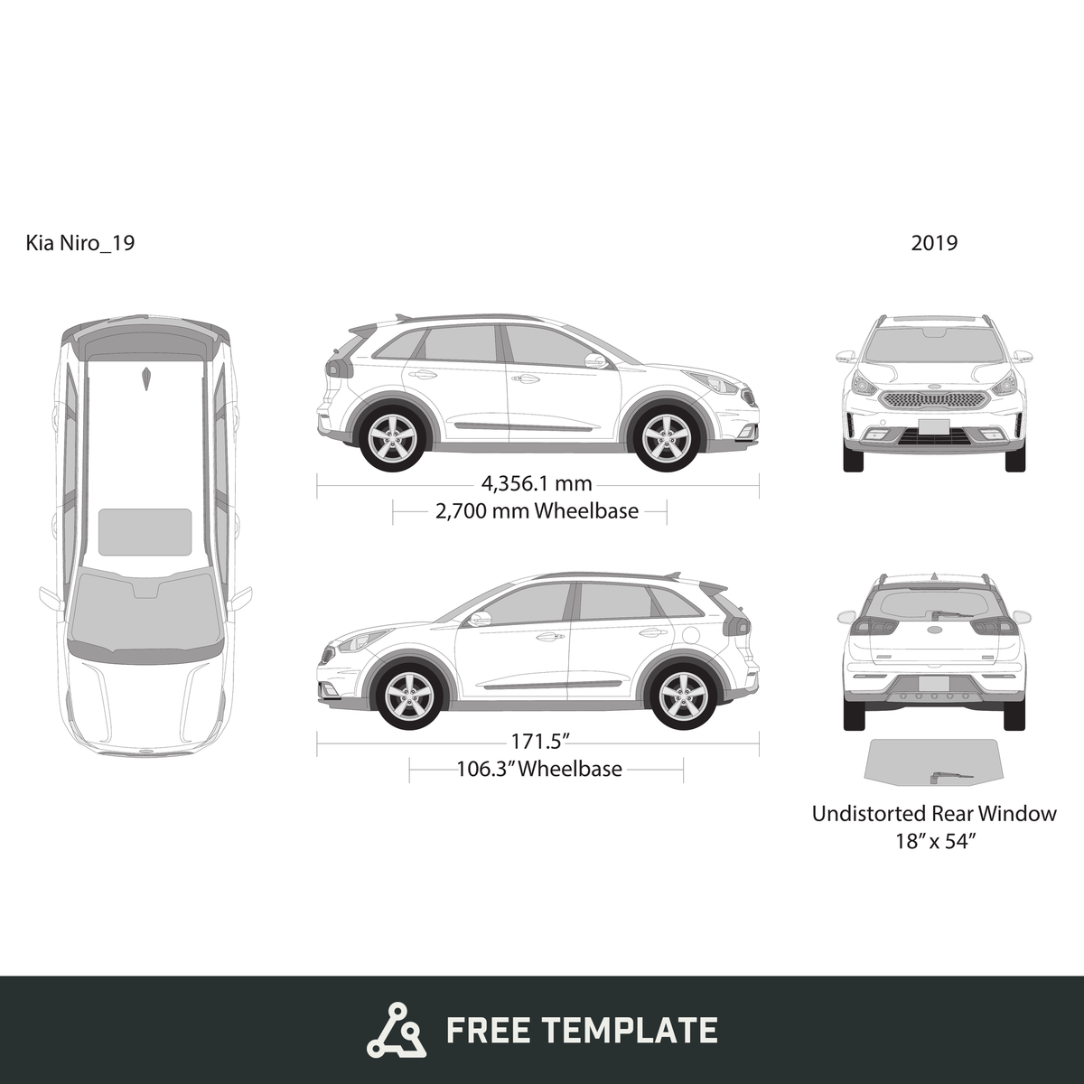2019 Kia Niro free vector vehicle wrap template - GravBase