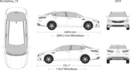 2019 Kia Optima vector wrap template, Design-Ready PDF - GravBase