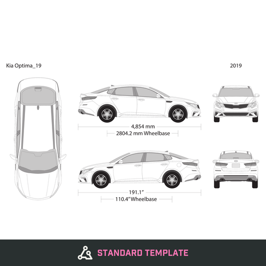 2019 Kia Optima vector wrap template, Design-Ready PDF - GravBase