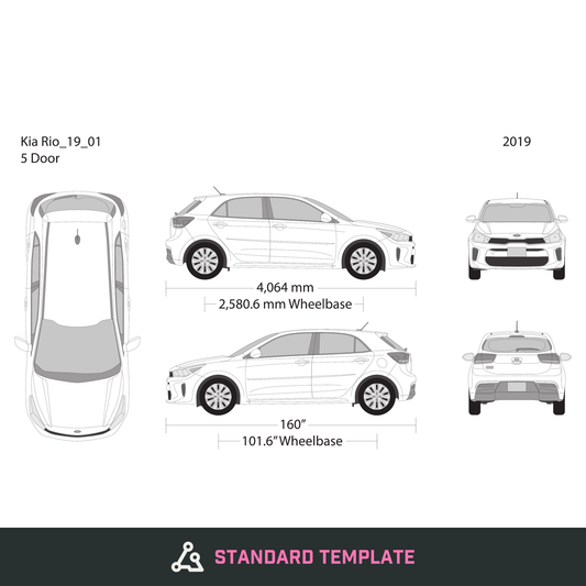 2019 Kia Rio5 vector wrap template, Design-Ready PDF - GravBase