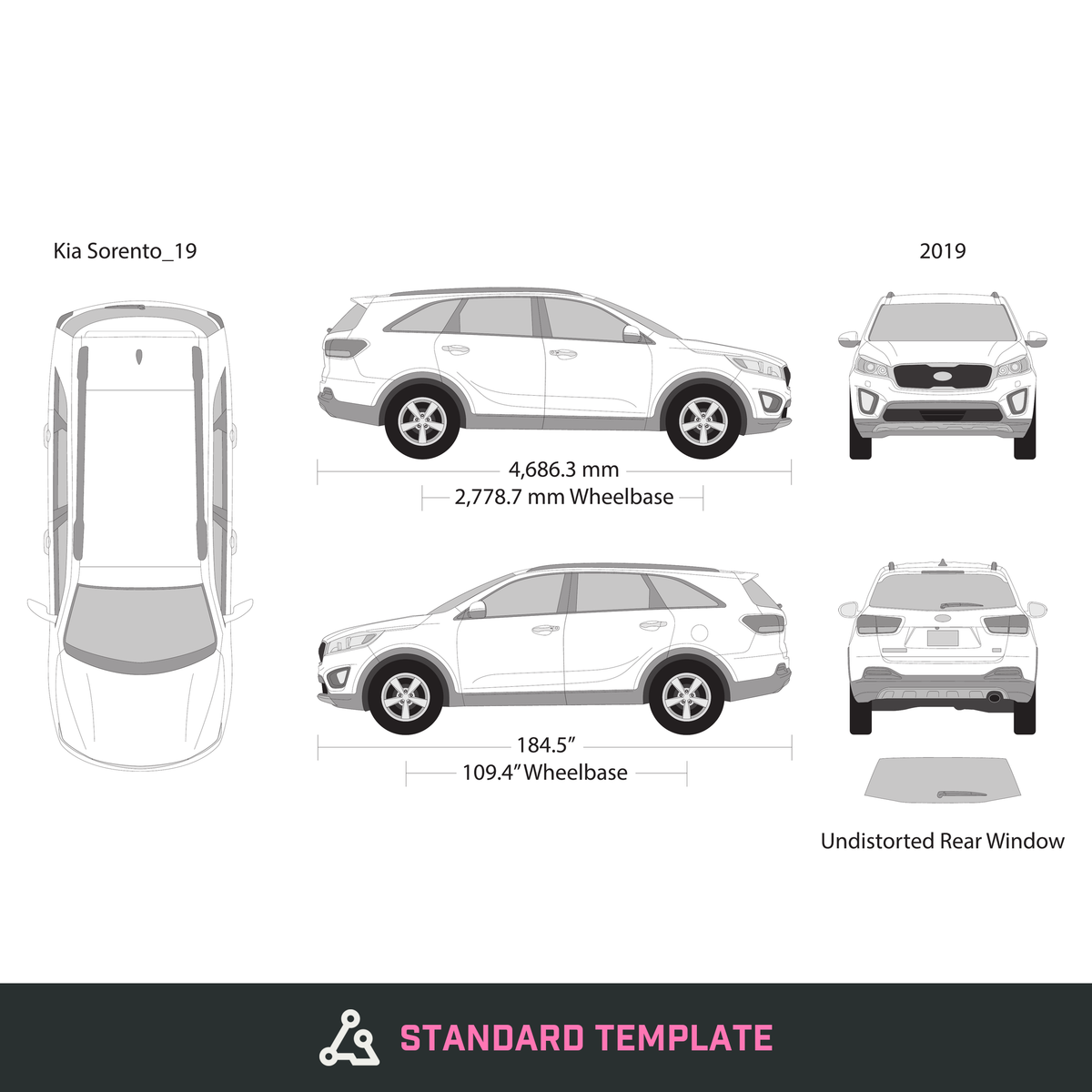 2019 Kia Sorento vector wrap template, Design-Ready PDF - GravBase