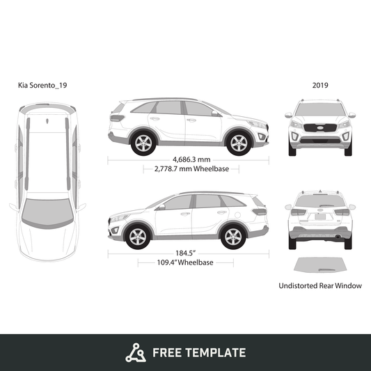 2019 Kia Sorento free vector vehicle wrap template - GravBase