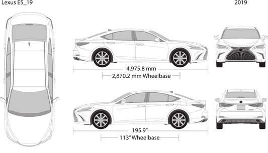 2019 Lexus ES vector wrap template, Design-Ready PDF - GravBase