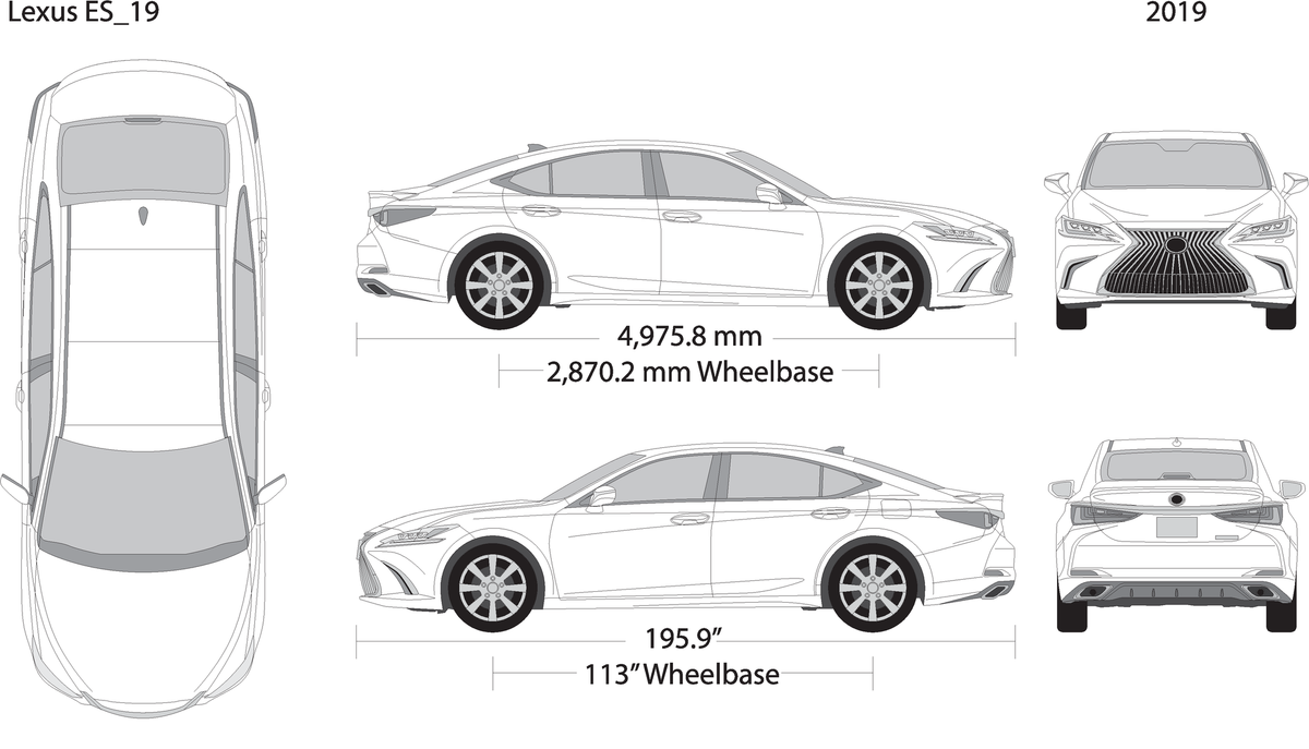 2019 Lexus Es V19 Vehicle Wrap Template