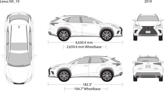 2019 Lexus NX vector wrap template, Design-Ready PDF - GravBase