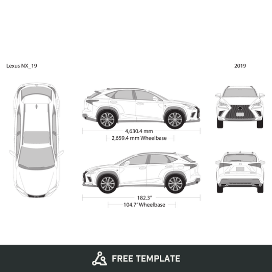 2019 Lexus NX free vector vehicle wrap template - GravBase
