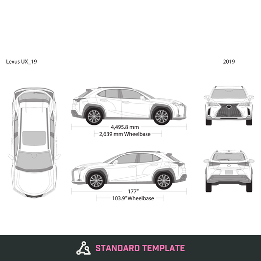 2019 Lexus UX vector wrap template, Design-Ready PDF - GravBase