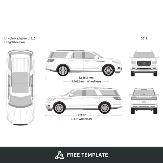2019 Lincoln Navigator free vector vehicle wrap template - GravBase