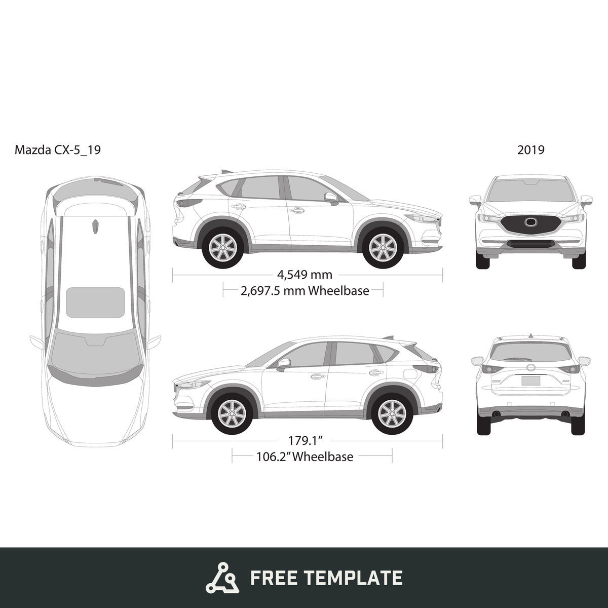 2019 Mazda CX-5 free vector vehicle wrap template - GravBase