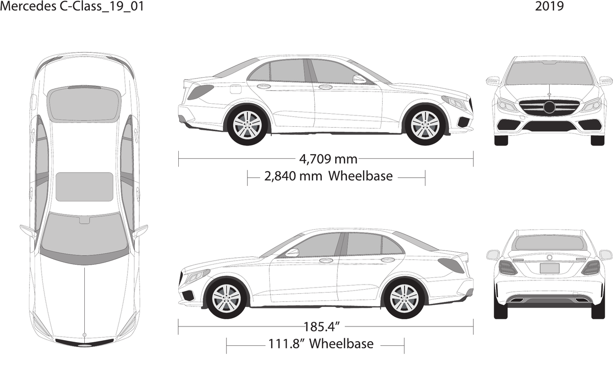 2019 Mercedes C-Class vector wrap template, Design-Ready PDF - GravBase