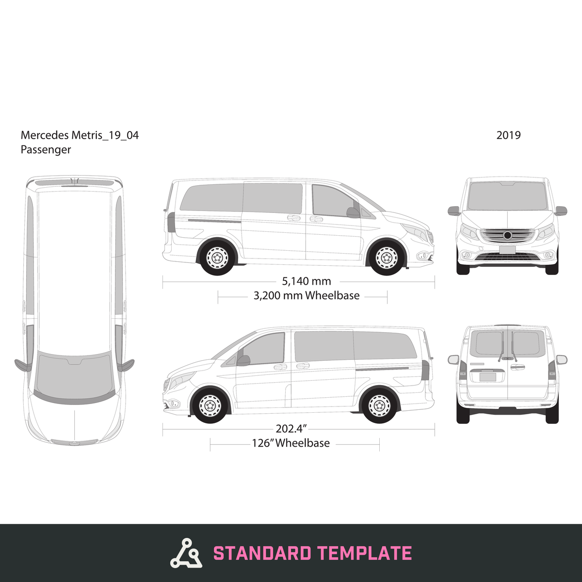 2019 Mercedes Metris vector wrap template V04, Design-Ready PDF - GravBase