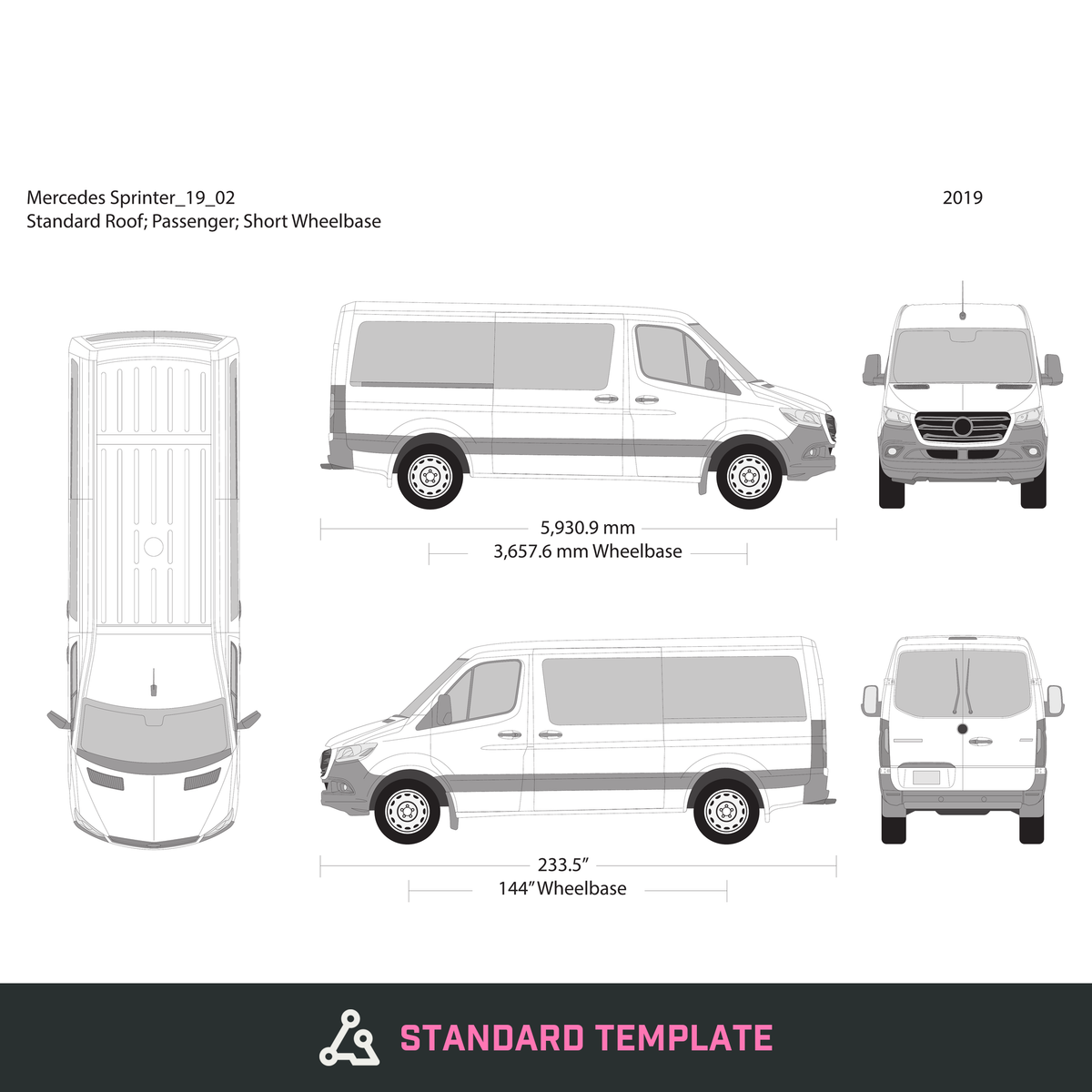 2019 Mercedes Sprinter vector wrap template V02, Design-Ready PDF - GravBase