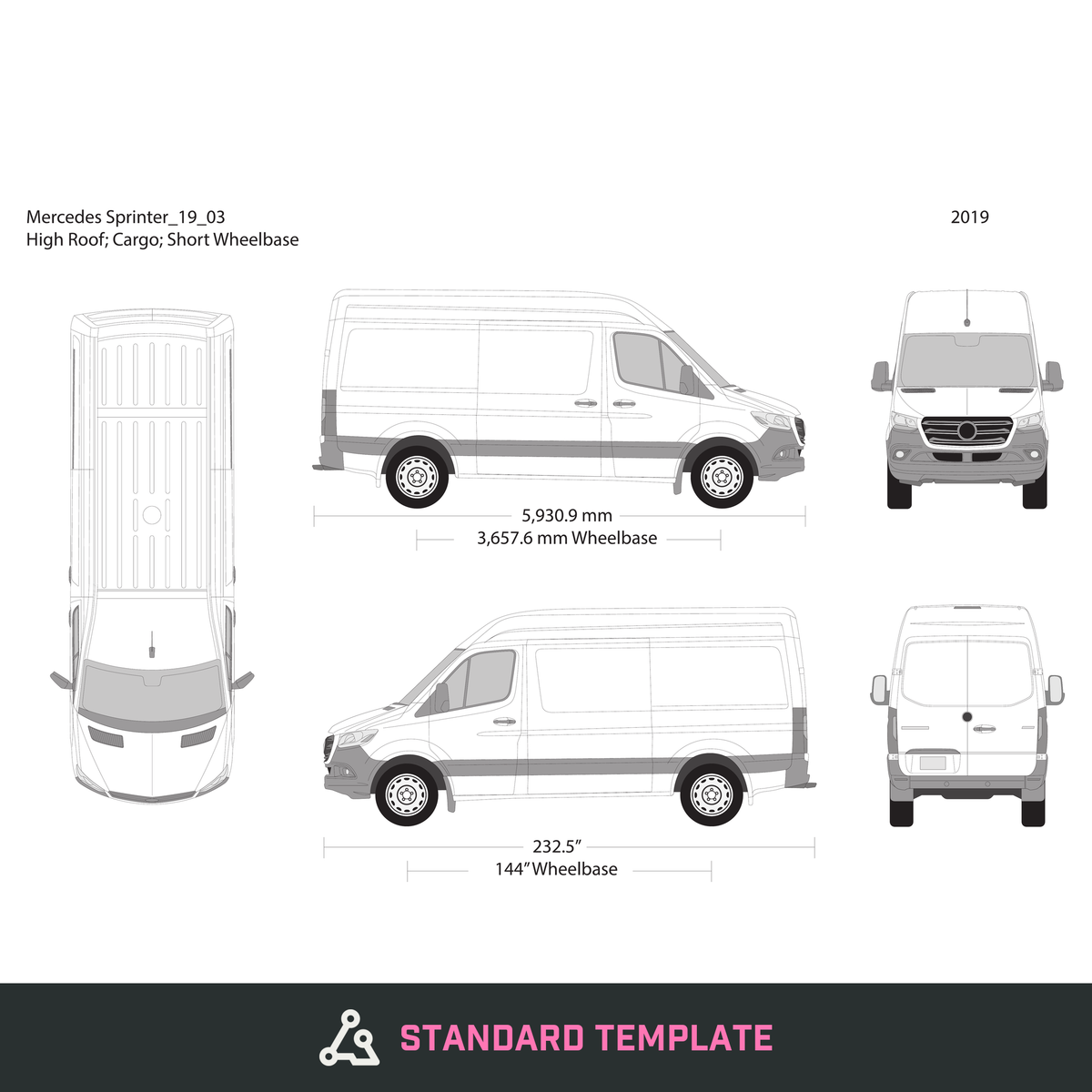 2019 Mercedes Sprinter vector wrap template V03, Design-Ready PDF - GravBase
