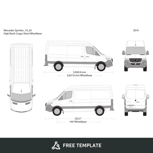 2019 Mercedes Sprinter free vector vehicle wrap template - GravBase