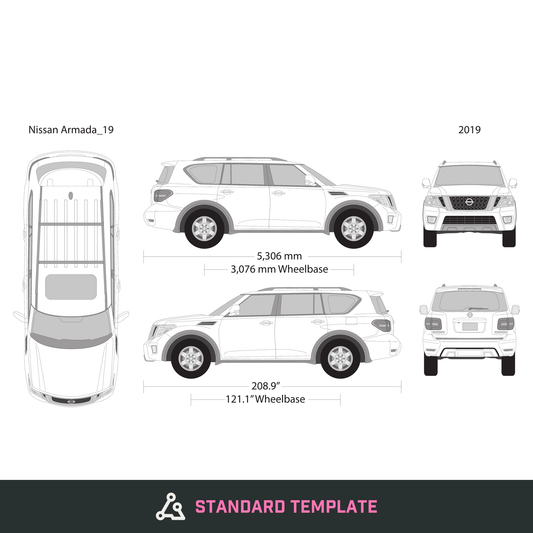 2019 Nissan Armada vector wrap template, Design-Ready PDF - GravBase