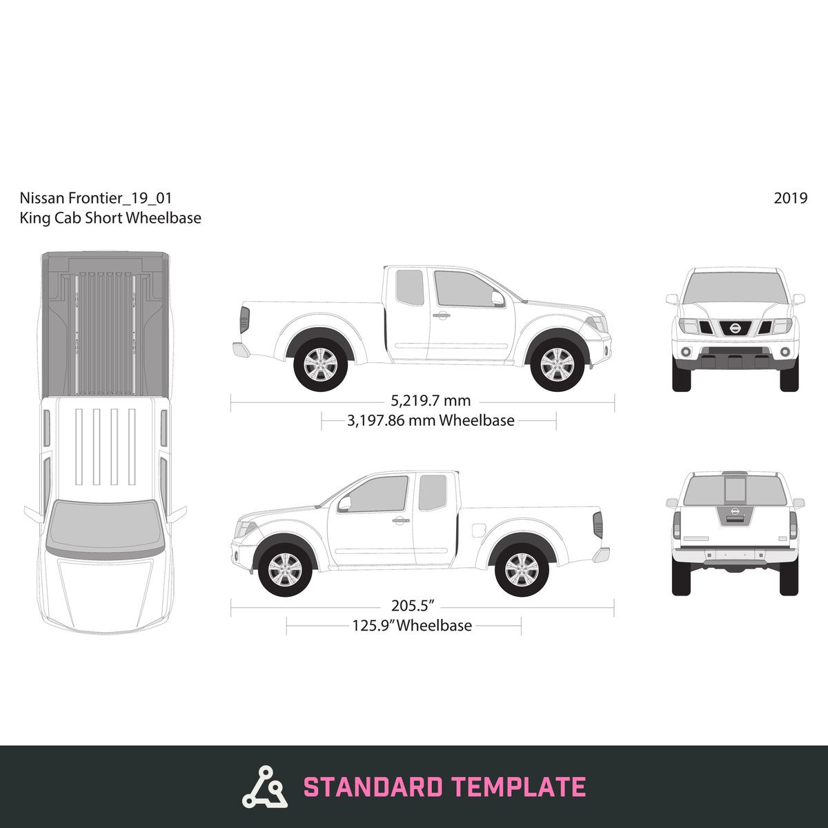 2019 Nissan Frontier vector wrap template V01, Design-Ready PDF - GravBase