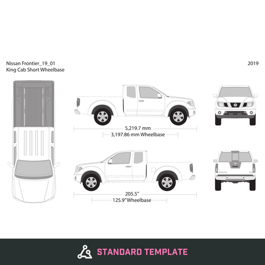 2019 Nissan Frontier vector wrap template V01, Design-Ready PDF - GravBase